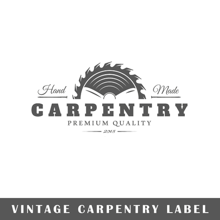 Carpentry label isolated on white background. Design element. Template for logo, signage, branding design. Vector illustrationのイラスト素材