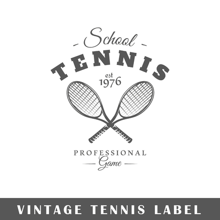 Tennis label isolated on white background. Design element. Template for logo, signage, branding design. Vector illustrationのイラスト素材