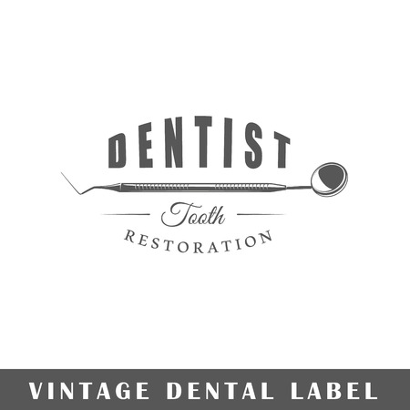 Dental label isolated on white background. Design element. Template for logo, signage, branding design. Vector illustrationのイラスト素材