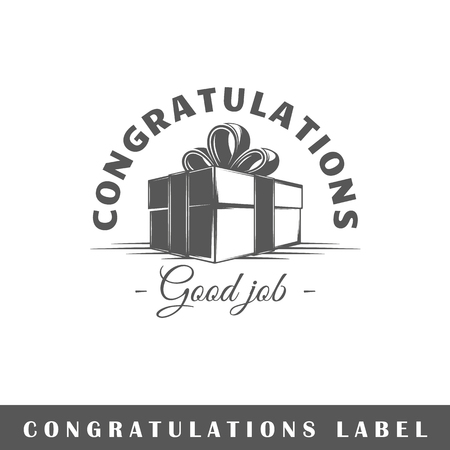 Ð¡ongratulation label isolated on white background. Design element. Template for logo, signage, branding design. Vector illustrationのイラスト素材