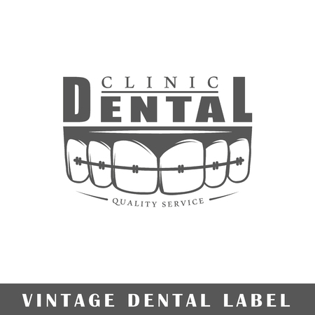 Dental label isolated on white background. Design element. Template for logo, signage, branding design. Vector illustrationのイラスト素材