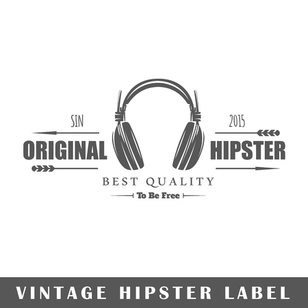Hipster label isolated on white background. Design element. Template for logo, signage, branding design. Vector illustrationのイラスト素材