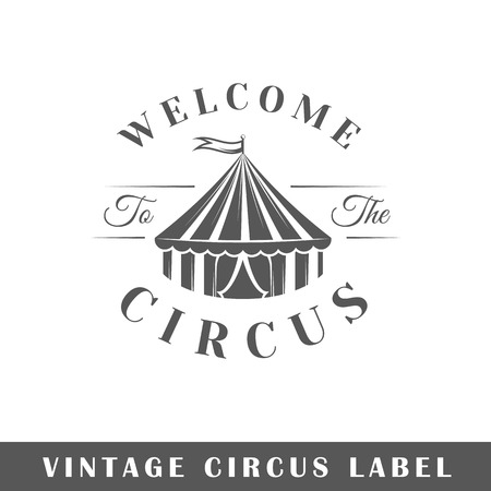 Circus label isolated on white background. Design element. Template for logo, signage, branding design. Vector illustration.のイラスト素材