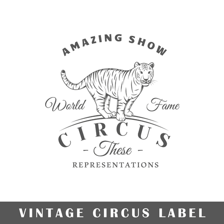 Circus label isolated on white background. Design element. Template for logo, signage, branding design. Vector illustrationのイラスト素材