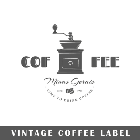 Coffee label isolated on white background. Design element. Template for logo, signage, branding design. Vector illustration.のイラスト素材