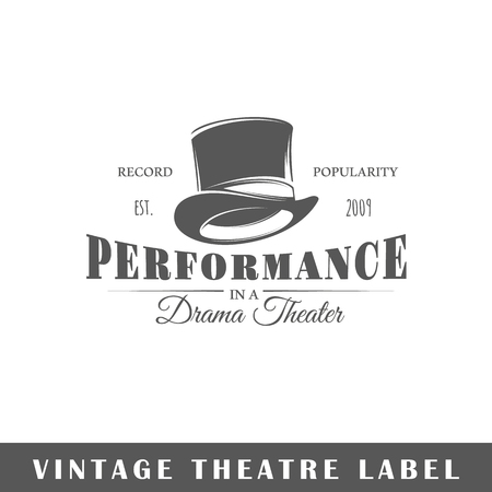 Theatre label isolated on white background. Design element. Template for logo, signage, branding design. Vector illustrationのイラスト素材