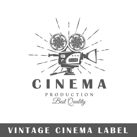 Cinema label isolated on white background. Design element. Template for logo, signage, branding design. Vector illustrationのイラスト素材