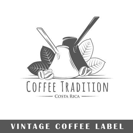 Coffee label isolated on white background. Design element. Template for logo, signage, branding design. Vector illustrationのイラスト素材