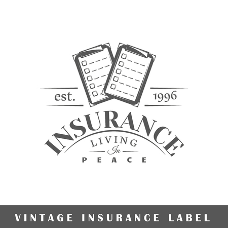 Insurance label isolated on white background. Design element. Template for logo, signage, branding design. Vector illustrationのイラスト素材