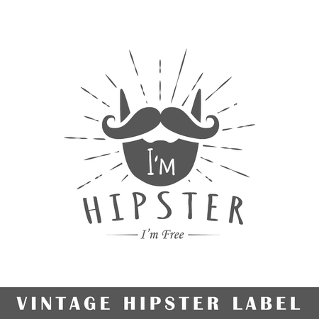 Hipster label isolated on white background. Design element. Template for logo, signage, branding design. Vector illustrationのイラスト素材