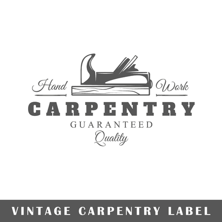 Carpentry label isolated on white background. Design element. Template signage, branding design. Vector illustrationのイラスト素材