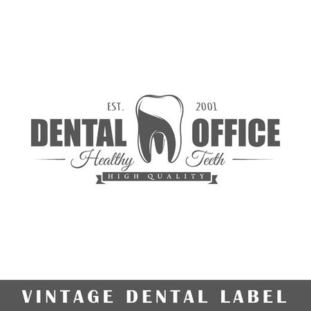 Dental label isolated on white background. Design element. Template for logo, signage, branding design. Vector illustrationのイラスト素材