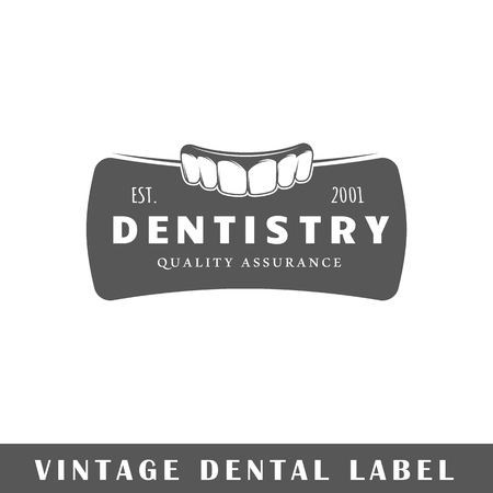 Dental label isolated on white background. Design element. Template  signage, branding design. Vector illustrationのイラスト素材