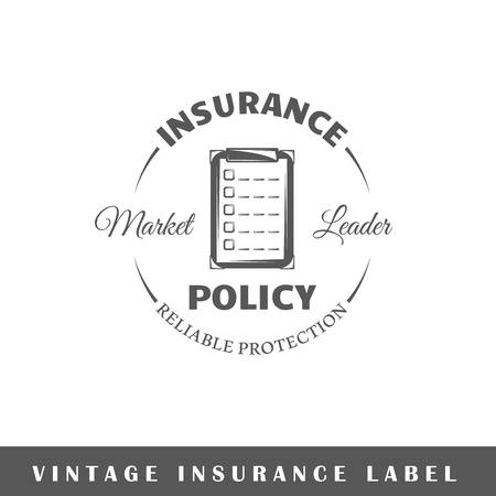 Insurance label isolated on white background. Design element. Template  signage, branding design. Vector illustrationのイラスト素材