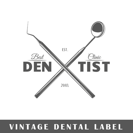 Dental label isolated on white background. Design element. Template for logo, signage, branding design. Vector illustrationのイラスト素材