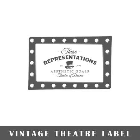Theatre label isolated on white background. Design element. Template for logo, signage, branding design. Vector illustration.のイラスト素材
