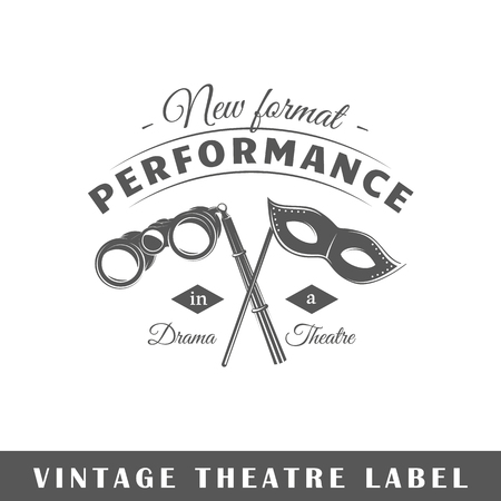 Theatre label isolated on white background. Design element. Template for logo, signage, branding design. Vector illustration.のイラスト素材