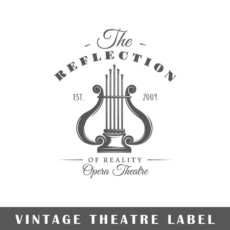 Theatre label isolated on white background. Design element. Template for logo, signage, branding design. Vector illustrationのイラスト素材