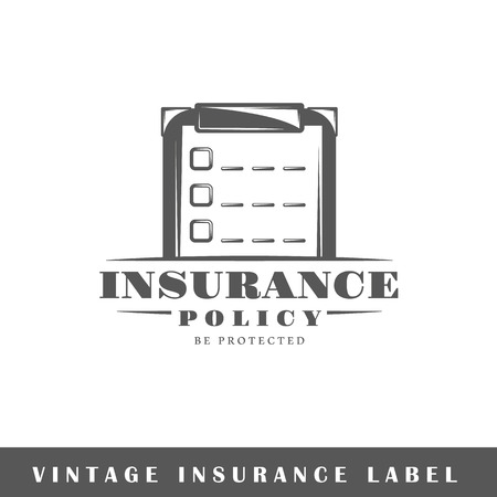 Insurance label isolated on white background. Design element. Template for logo, signage, branding design. Vector illustrationのイラスト素材