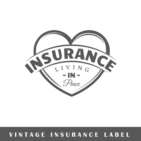 Insurance label isolated on white background. Design element. Template for logo, signage, branding design. Vector illustrationのイラスト素材