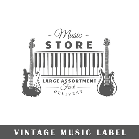 Vintage Music label isolated Vector illustrationのイラスト素材