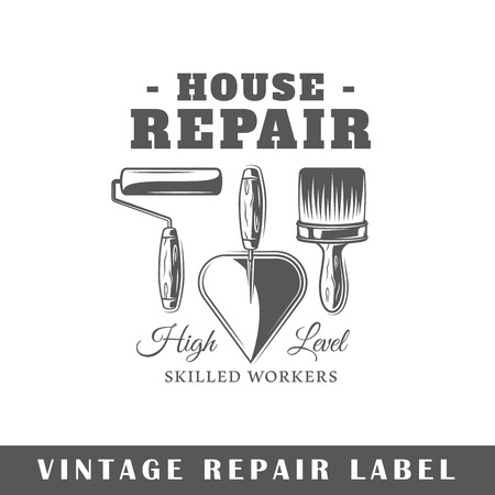 Repair label isolated on white background. Design element. Template for logo, signage, branding design. Vector illustrationのイラスト素材