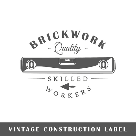 Construction label isolated on white background. Design element. Template for logo, signage, branding design. Vector illustrationのイラスト素材