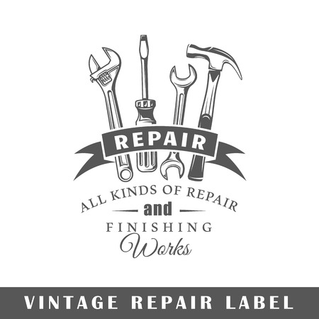 Repair label isolated on white background. Design element. Template for logo, signage, branding design. Vector illustrationのイラスト素材