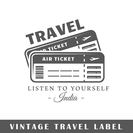 Travel label isolated on white background. Design element. Template for logo, signage, branding design. Vector illustrationのイラスト素材
