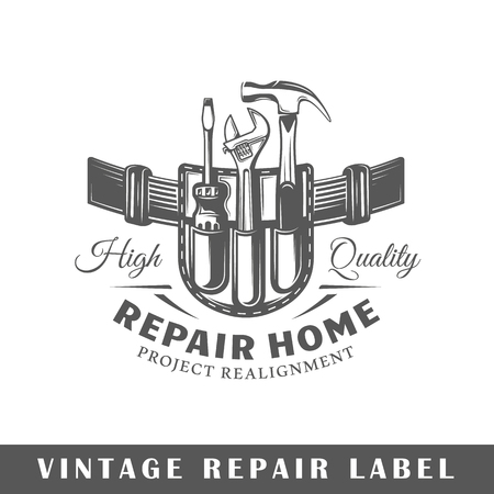 Repair label isolated on white background. Design element. Template for logo, signage, branding design. Vector illustrationのイラスト素材