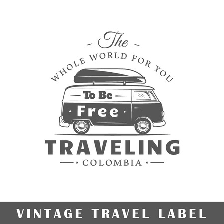 Travel label isolated on white background. Design element. Template for logo, signage, branding design. Vector illustrationのイラスト素材