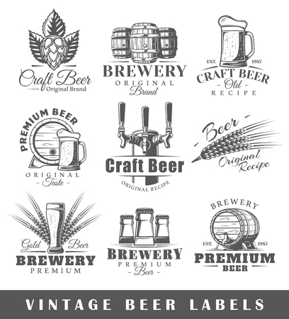 Set of vintage beer labels Vector illustrationのイラスト素材
