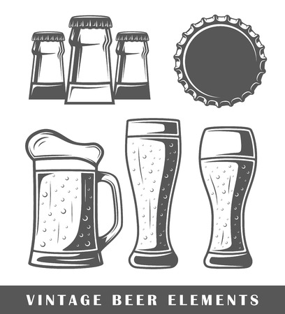 Vintage beer elements Vector illustrationのイラスト素材
