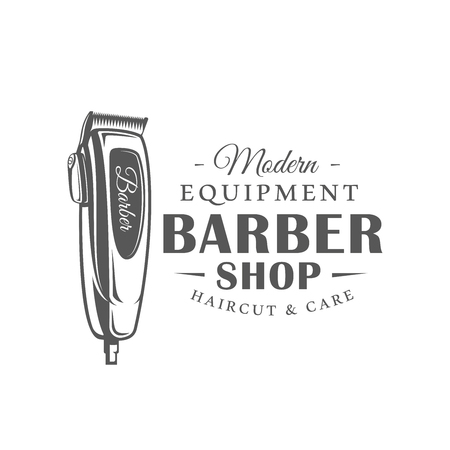 Barbershop label isolated on white background. Design element. Vector illustrationのイラスト素材