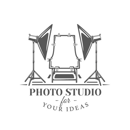 Photo studio label isolated on white background. Design element. Vector illustrationのイラスト素材