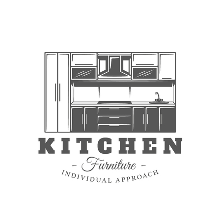 Furniture label isolated on white background. Design element. Vector illustrationのイラスト素材
