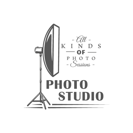 Photo studio label isolated on white background. Design element. Vector illustrationのイラスト素材