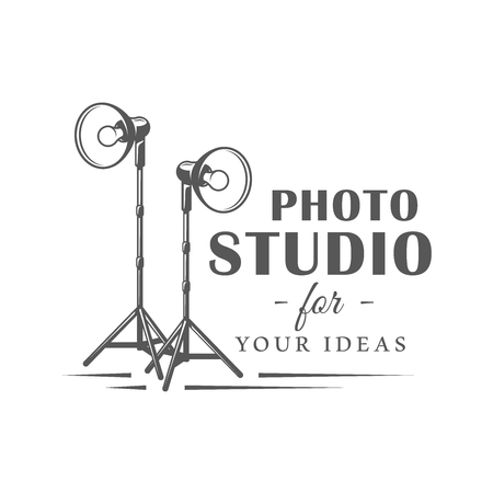 Photo studio label isolated on white background. Design element. Vector illustrationのイラスト素材