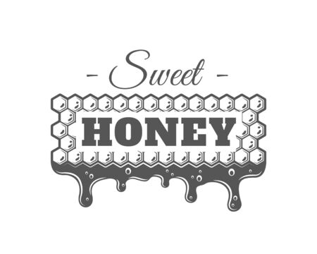 Vintage honey label isolated on white background. Vector illustrationのイラスト素材