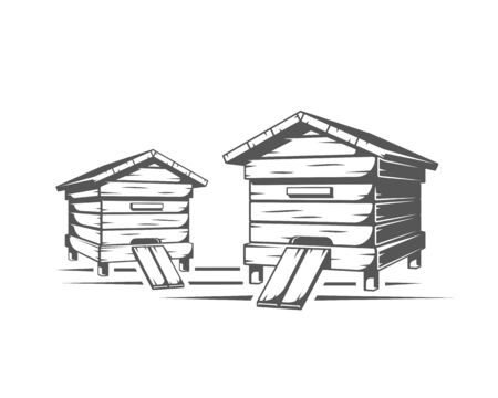 Beehives isolated on white background. Vector illustrationのイラスト素材