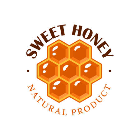 Honeycomb isolated on white background. Honey label,   emblem concept. Vector illustrationのイラスト素材