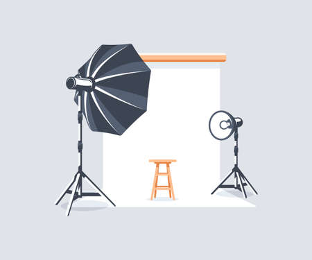 Photo studio element isolated on white background. Vector illustrationのイラスト素材