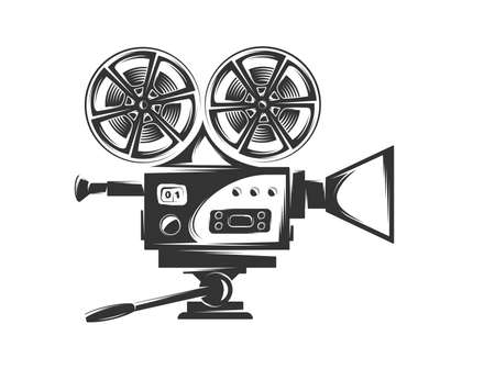 Cinema camera isolated on white background. Design elements. Vector illustrationのイラスト素材
