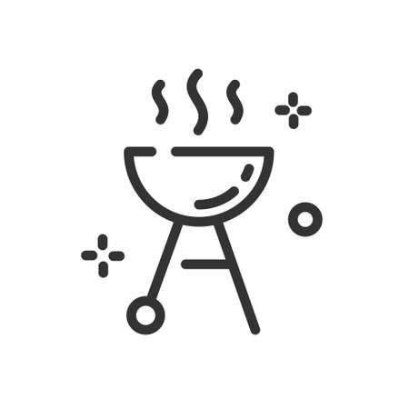 BBQ icon in simple one line style isolated on white background. Vector illustrationのイラスト素材