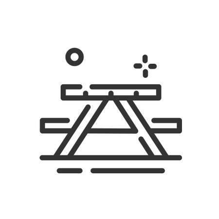Picnic table icon in simple one line style isolated on white background. Vector illustrationのイラスト素材