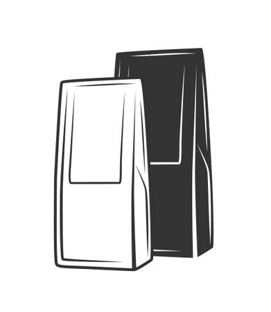 Coffee packaging in a simple style isolated on white background. Vector illustrationのイラスト素材