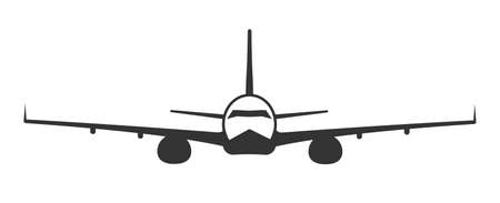Airplane in simple style front view isolated on white background. Vector illustrationのイラスト素材