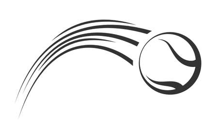 Lawn tennis ball in flight isolated on white background. Vector illustrationのイラスト素材