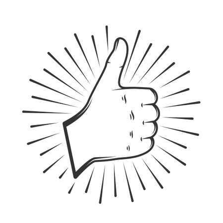 Finger up isolated on white background. Vector illustrationのイラスト素材