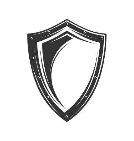 Silhouette of a protective shield in a simple style isolated on a white background. Vector illustrationのイラスト素材